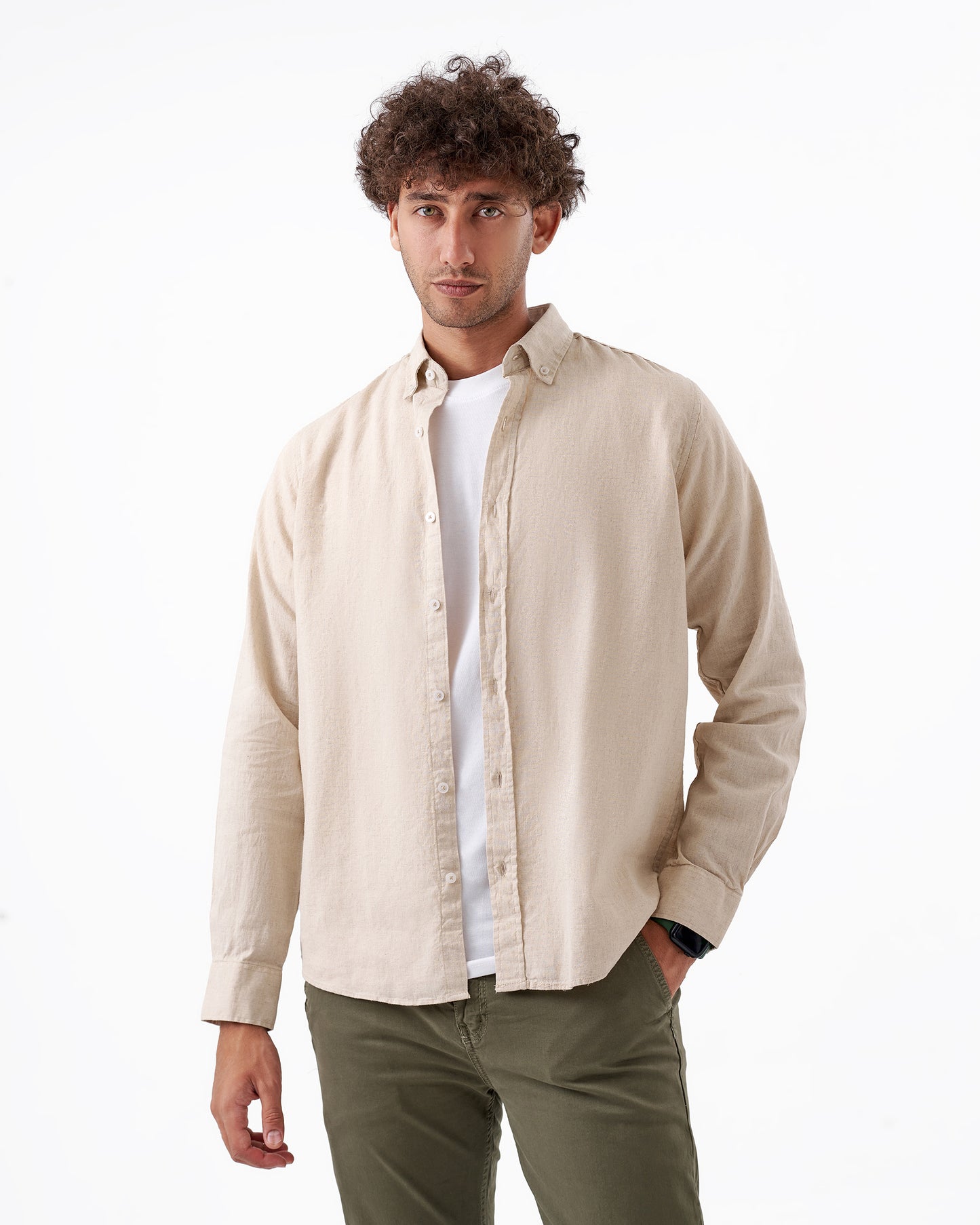 LIGHTBROWN LINEN SHIRT