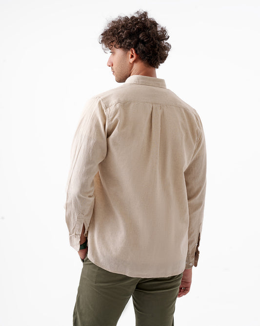 قميص كتان بني فاتح