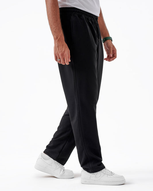 BLACK SWEATPANT WIDELEG