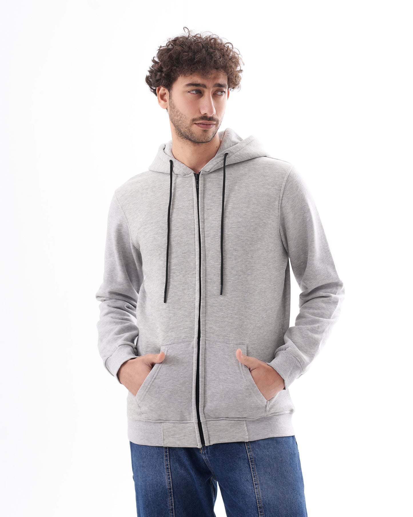 GRAY ZIPPED SWEATSHIRT