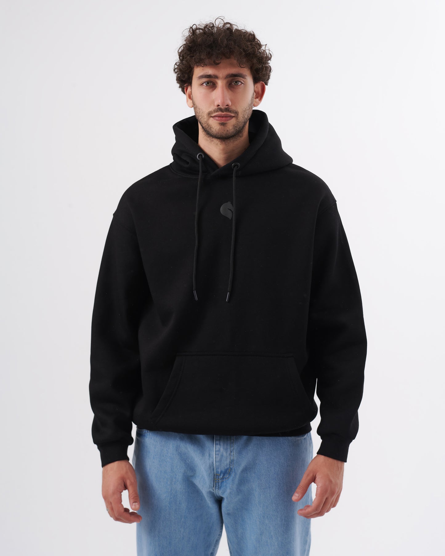 BLACK FINGERPRINT OVERSIZE SWEATSHIRT