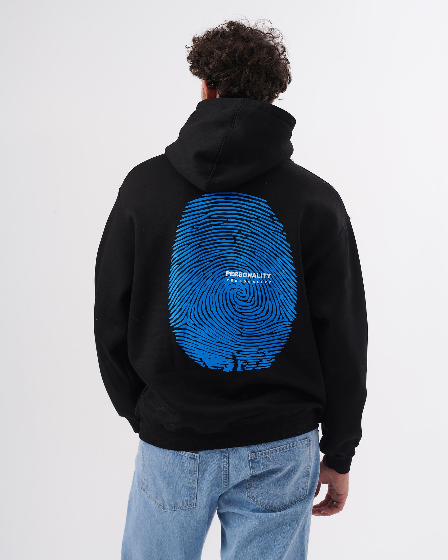 BLACK FINGERPRINT OVERSIZE SWEATSHIRT