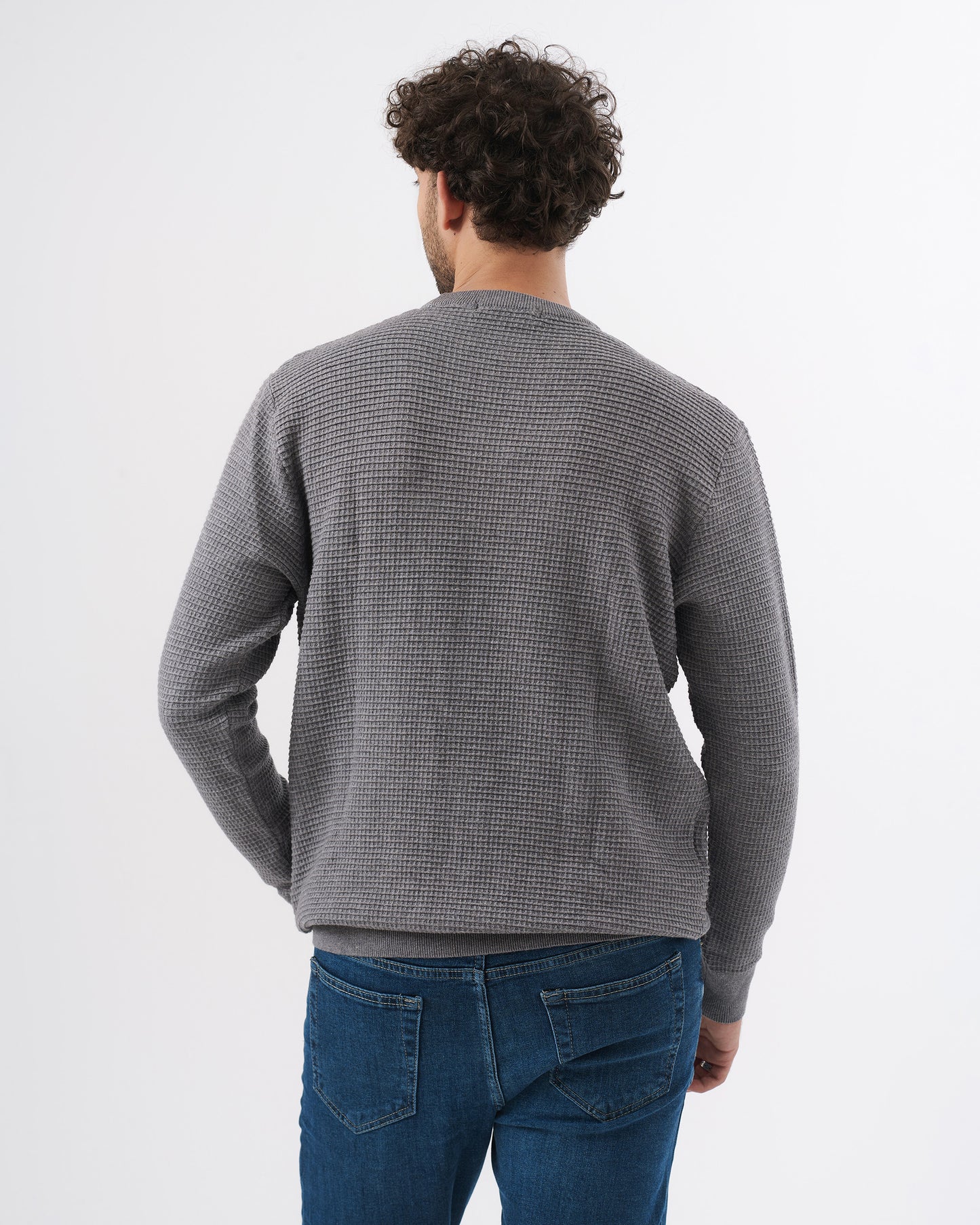 GRAY TRICOT ROUND BASIC PULLOVER