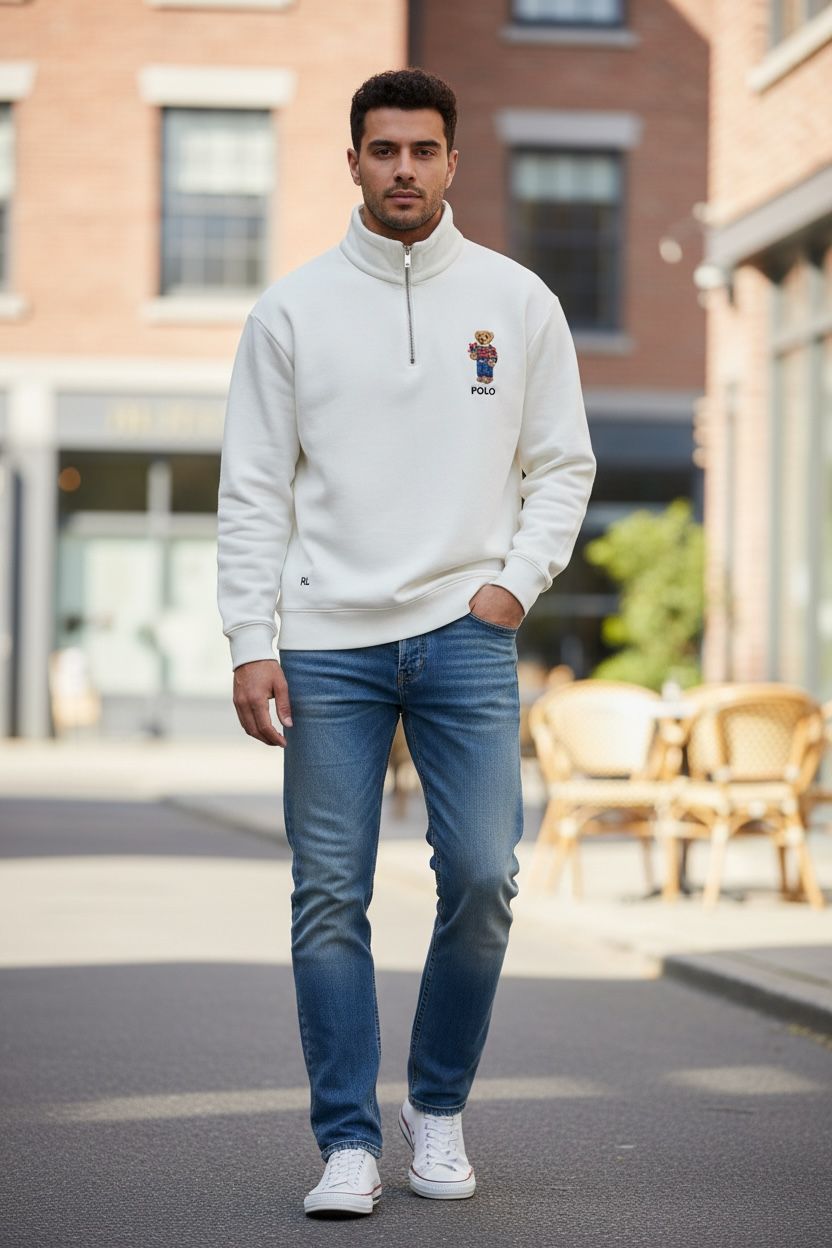 Sweatshirt Polo Half Zipper