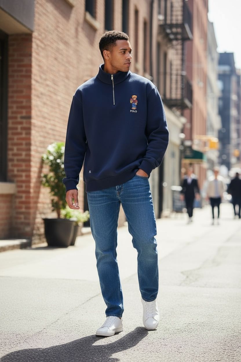 Sweatshirt Polo Half Zipper