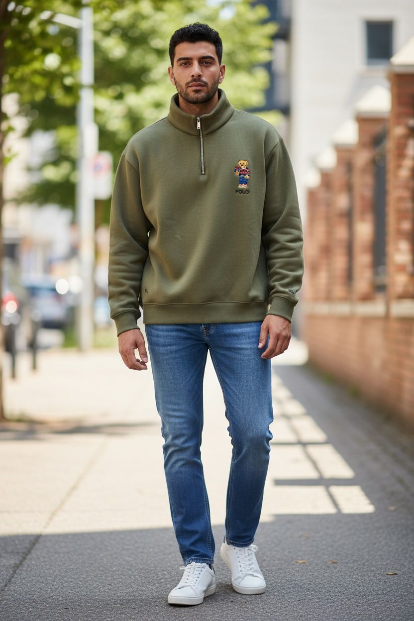 Sweatshirt Polo Half Zipper